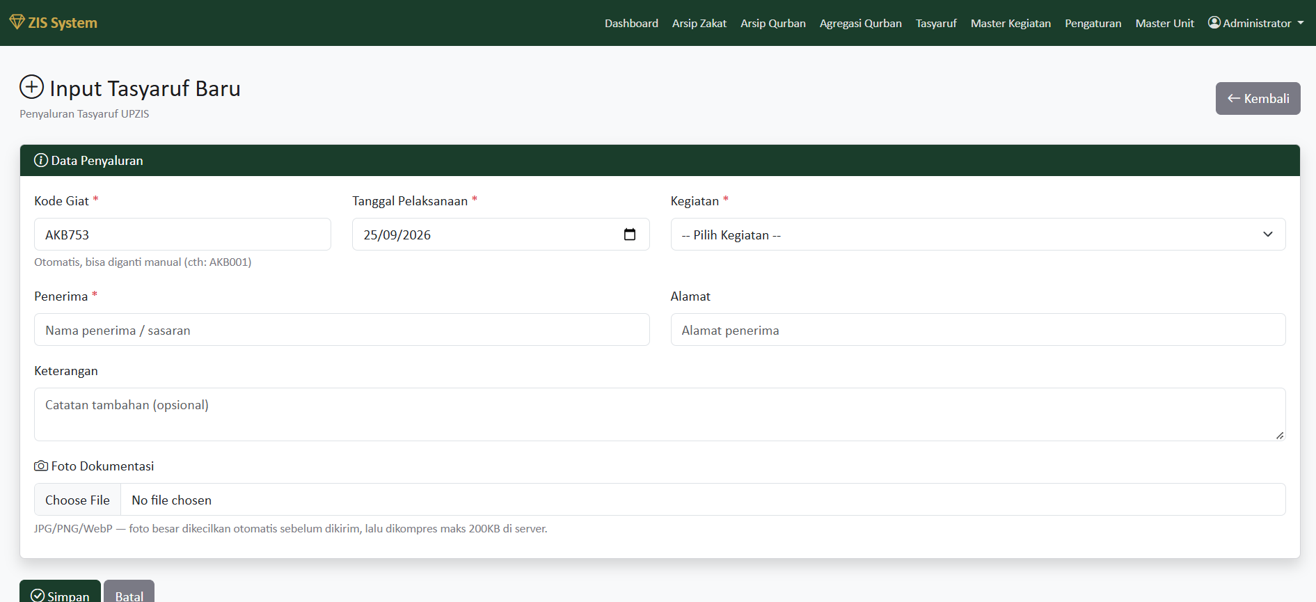 Form input petugas